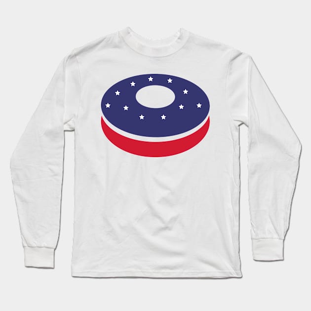American Flag Stars Donut Long Sleeve T-Shirt by InkyArt